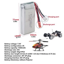 1Pcs 7.4V 1500mAh rechargeable Li-po Battery For WLTOYS V913/L959/WL912 RC Model