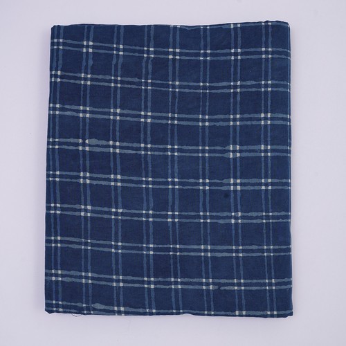 Indigo Blue Cotton Hand Block Print Fabric Indian Sanganeri Dabu Fabric 3 Yard - Picture 2 of 7