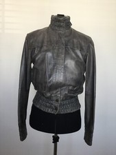 Barneys Originals Ladies Grey Leather Jacket Size 8 **reduced Price**