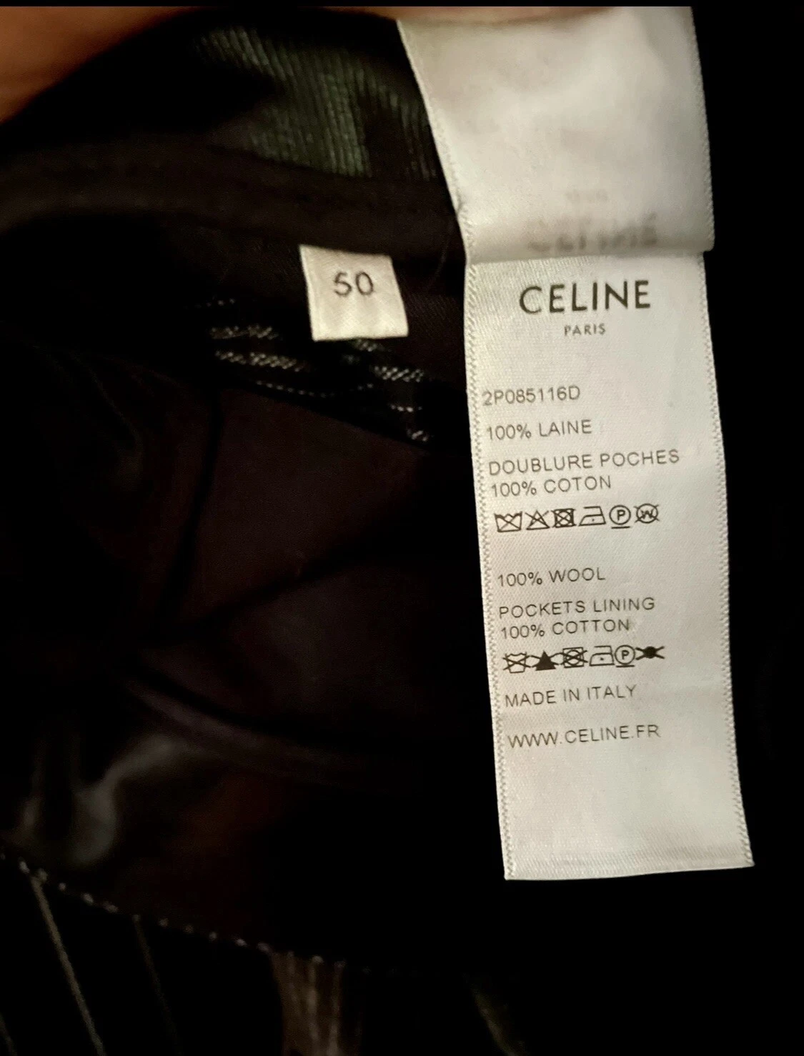 Pantaloni eleganti gessato Celine Paris FW19 taglia 50 Hedi Slimane