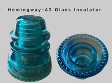 Vintage Hemingway 42 Blue/Green Glass Insulator Made in USA Home Decor