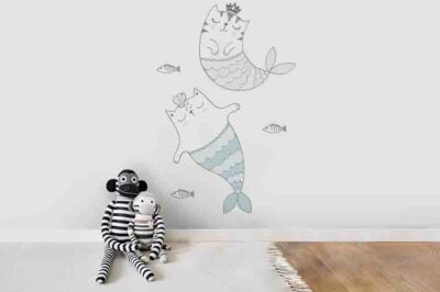 3D Cat Fish Wallpaper Wall Mural Removable Self-adhesive Sticker 1389