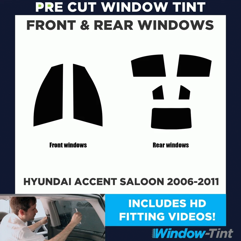 For Hyundai Accent 4-door Saloon 2006-11 Full Pre Cut Window Tint Kit Film Film - Image 2 of 4