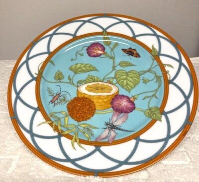 Hermes Siesta island Dessert Plate Blue Tableware Floral Dish