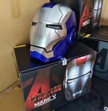 AUTOKING Iron Man MK5 1:1 Helmet Blue Ver Wearable Voice-control Mask Cosplay