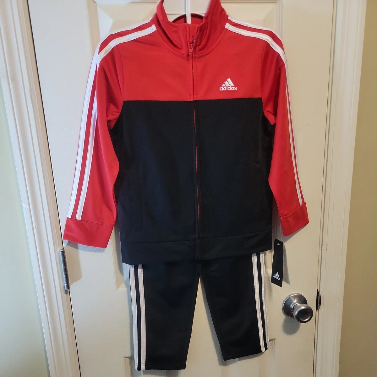 Adidas red shop tracksuit boys