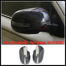 For Mitsubishi Outlander 16-20 ABS Carbon Side Door Rearview Mirrors Cover Trim