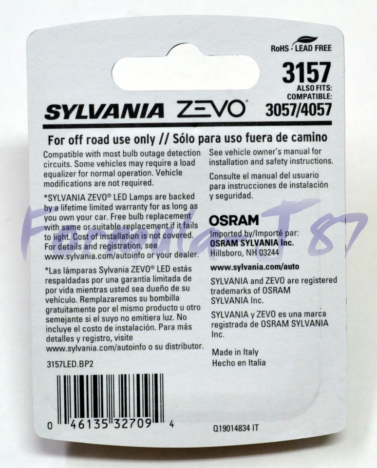 Sylvania ZEVO LED Light 3157 White 6000K Two Bulbs Front Turn Signal Stock EO - Image 3 of 4