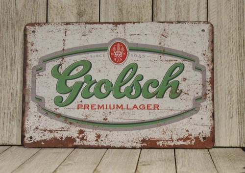 Grolsch Beer Tin Sign Lager Metal Vintage Style Rustic Man Cave Bar Irish Pub