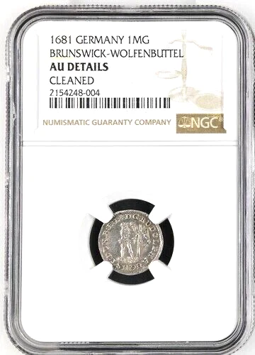 1681 German States Brunswick Wolfenbuttel Wildman Mariengroschen NGC AU Germany