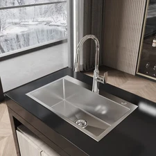 COZY Stainless Steel Kitchen Sink, 30" Single Bowl in Brushed Nickel SSBR04