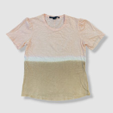 158 Veronica Beard Jeans Women Pink Beige Callipe Dip Dye T-Shirt Top Size L