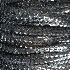 Hematite Shiny Gray 5mm cup Sequin Trim, Flat Stitched Strung by the yard 15'