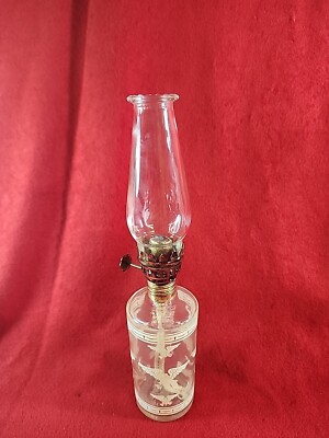 Vintage 1970s Mini Oil Lamp Americana Patriotic Eagle With Shield