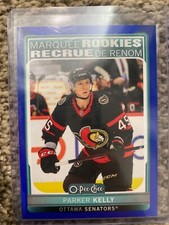 parker kelly marquee rookie blue border 21-22 opc avalanche hockey