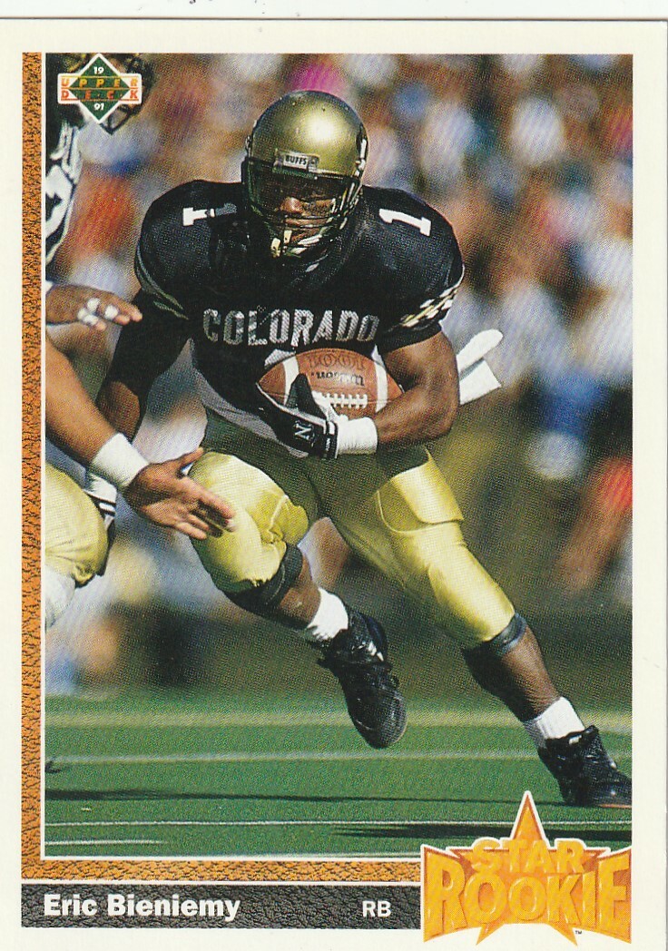 FREE SHIPPING-MINT-1991 Upper Deck #2 Eric Bieniemy Chargers STAR ROOKIE