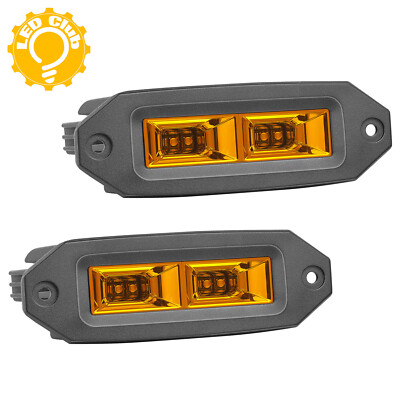 2X 7'' Flush Mount LED Work Light Pods Flood Beam Driving Fog Lamp SUV Offroad US
