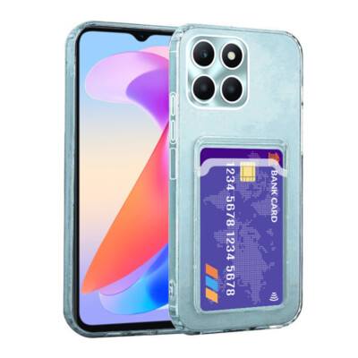 Case for Honor X6a Shock Absorbing Gel Clear Cover Card Holder Clear