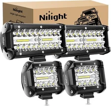 Nilight 2PC 4Inch Triple Row Led Light Pods 60W Flood Spot Combo 2Pcs 6.5 Inch