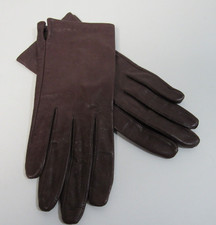 Leather Gloves Dark Maroon Lined Small Size 7 Wrist Length Made in Philippines