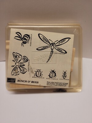 Stampin Up! ~ BUNCH O' BUGS ~ 6 Mounted Wood Stamps ~ 2000