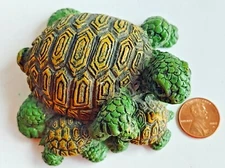 Vintage Turtle and Baby Turtles Figurine Decor Paperweight #15313
