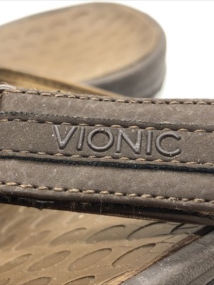 Vionic Brown Orthaheel Thong Sandal Flip Flop Shoes Mens  display picture 1