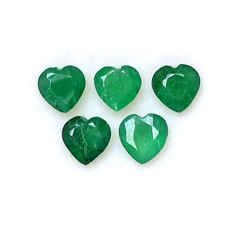 Natural Emerald Heart Shape Cut 4.75 To 5x5 mm Lot 05 Pcs 1.89 CTS Loose Gems - Picture 6 of 7