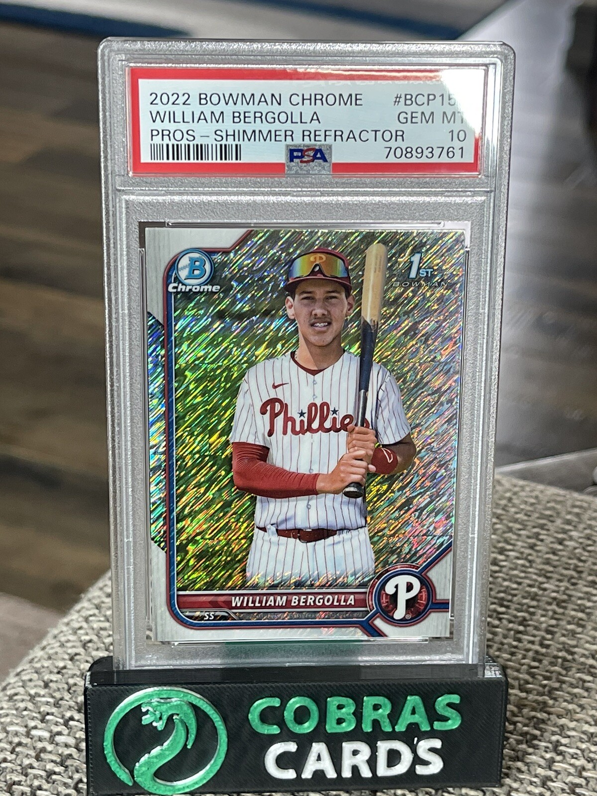 2022 Bowman Chrome William Bergolla Shimmer Refractor #BCP-159 PSA 10