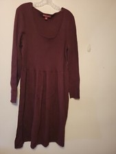 JESSICA LONDON WINE LONG SLEEVE MIDI RIBBED BODICE SWEATER DRESS SIZE 22/24