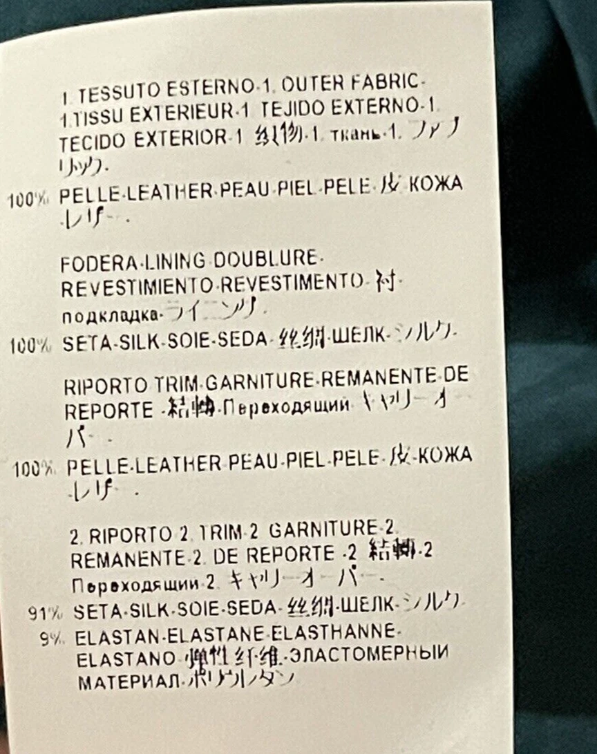 Giacca di pelle VERSACE 2014 Runway con borchie ricamate blu acqua verde US 2 4 IT 38