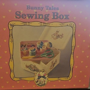 Bunny Tales Sew-N-Play Bunny Sewing Box, Plastic White/Pink w/ Tray & Box