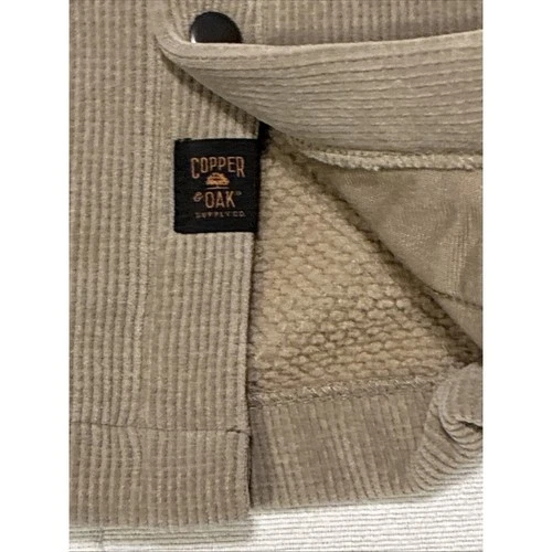 Copper & Oak Corduroy Shirt Jacket Tan Beige Fleece Lined Snap Closure Mens XL image 7