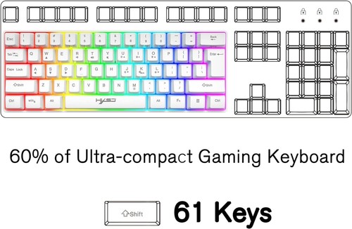 KUIYN V700 60% Wired Gaming Keyboard With RGB Backlit for PC/Mac/Office - Picture 18 of 21