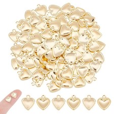 UNICRAFTALE About 100pcs Golden Puffy Small Heart Charms 10mm,
