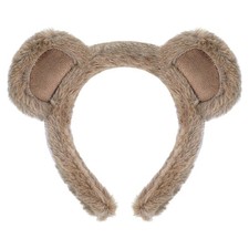 Brown Bear Ear Headband Halloween Cosplay Plush Short Fur Animal Ears Christm...