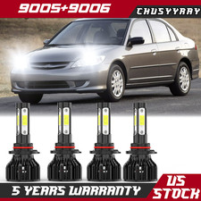 9005 9006 LED Headlight Kit 10000K Combo Bulbs High Low Beam Super Bright White