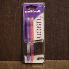 NEW Uni-Ball Fusion Rollerball Pen M 0.6 Clear to Color 2 Pack 2003 RARE NOS