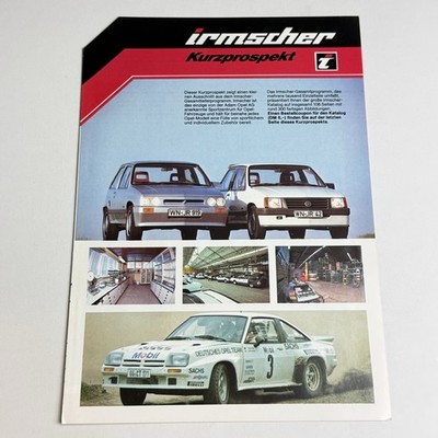 IRMSCHER KURZPROSPEKT / 4P Folder Prospekt / DE 1980er Jahre / OPEL MANTA i300 CORSA