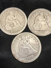 SEATED QUARTER LOT D* FULL LIBERTY X 3 DIFFERENT DATES:   1856-O, 1857-O, 1877P