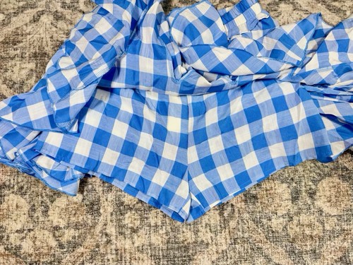 Entro Women’s S Blue White Gingham Check Tiered Ruffle Skort Spring Coquette B8 - Afbeelding 5 van 7
