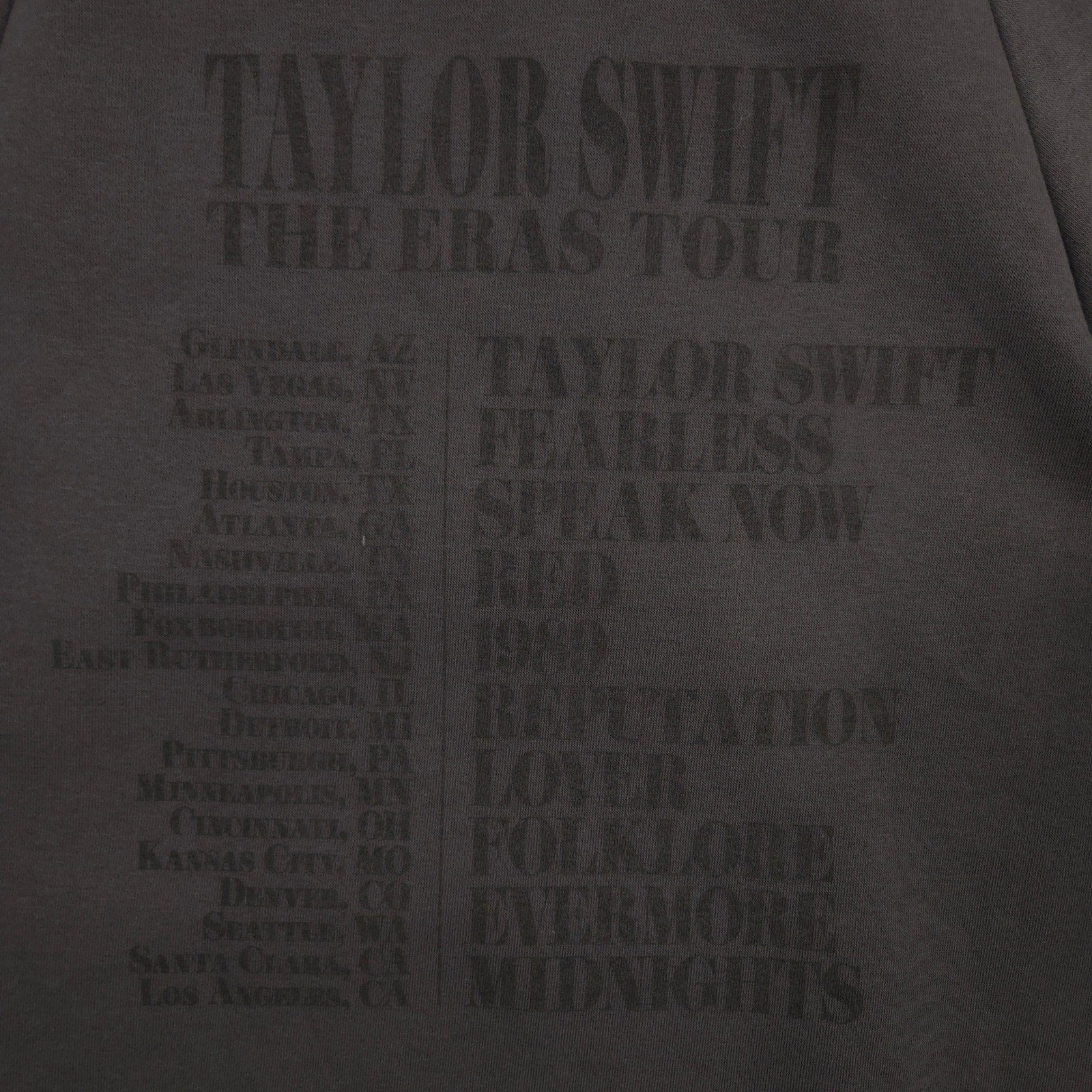 Taylor Swift The Eras Tour Hoodie Womens S Dark Gray US Dates Oversized Pullover image 6