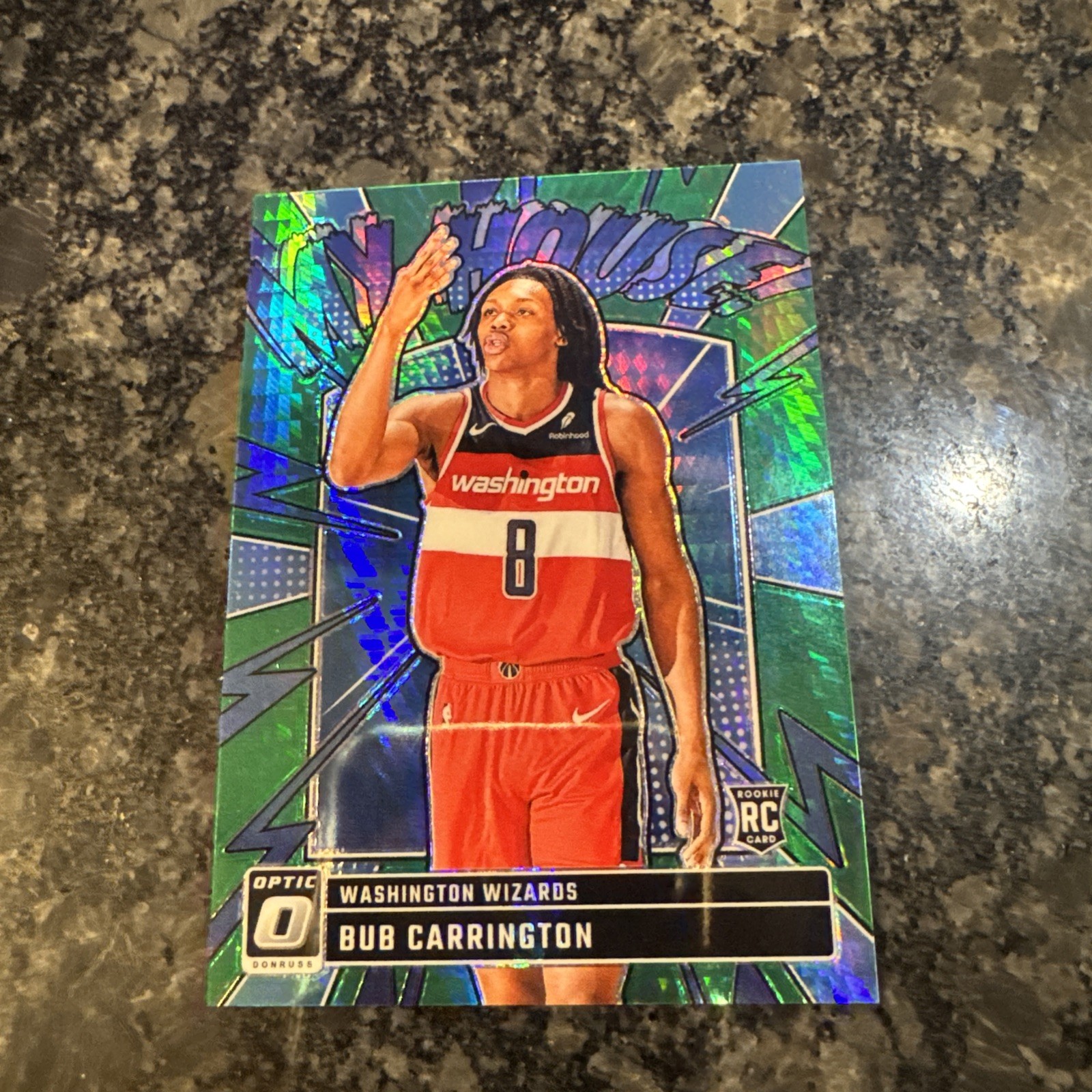 2024-25 Donruss Optic Bub Carrington My House RC Green #/249 Wizards