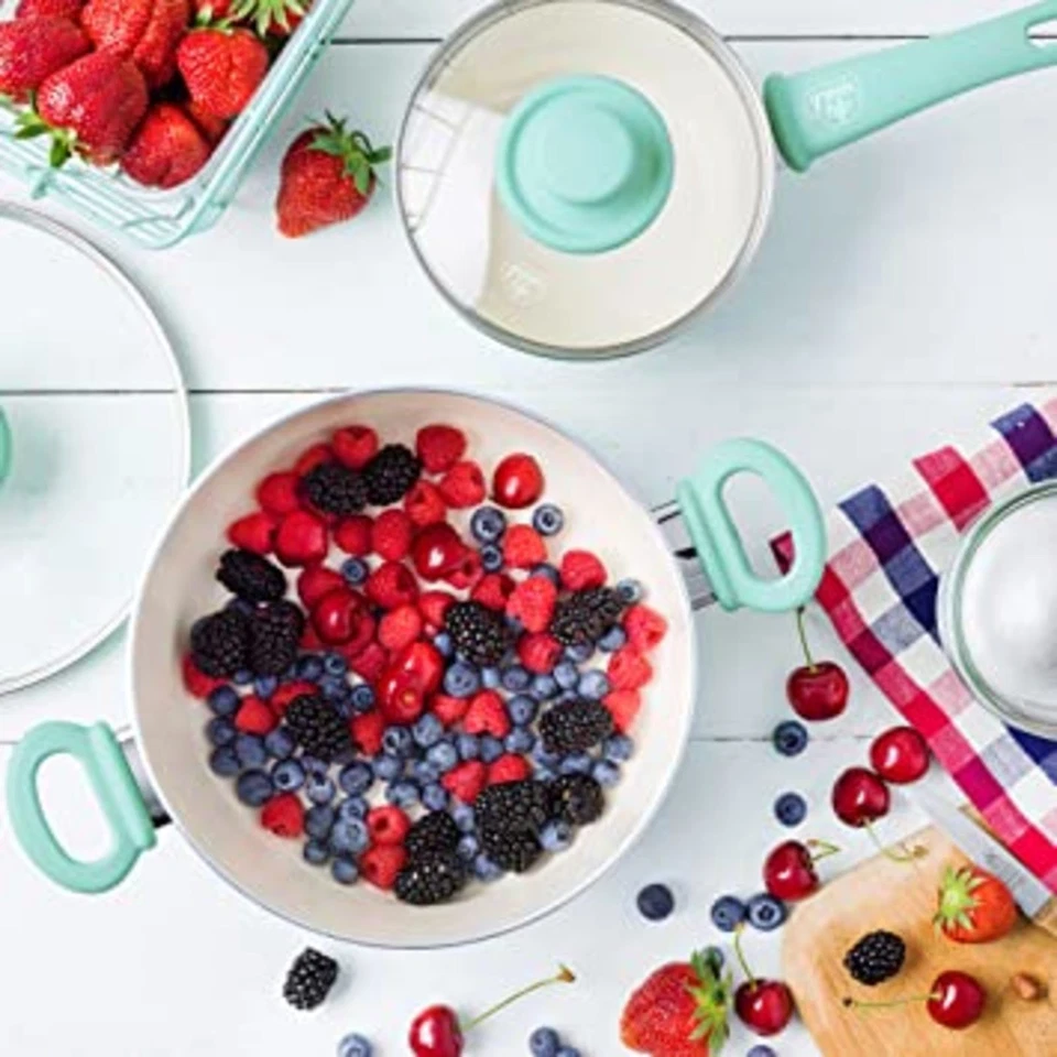 GreenLife Cookware Set 15-Piece Soft Grip Ceramic Non-Stick PFAS Free (Open Box) - Image 2 of 4