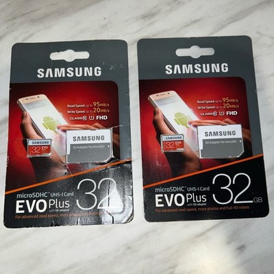 (2) Samsung MicroSD EVO Plus 32GB Class 10 Micro SDHC Memory Card