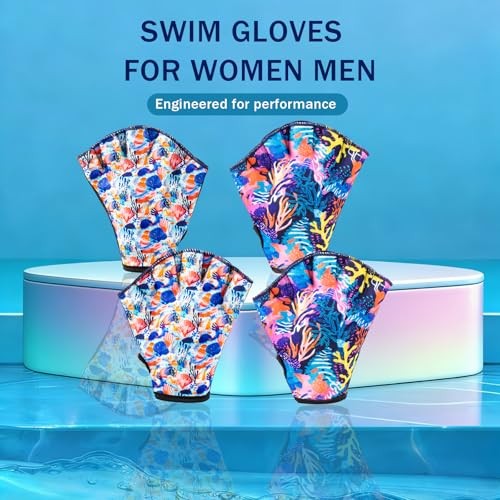 Guanti da Nuoto per Donna Uomo, Guanti a Rete per Impermeabilità Grande Guscio di Corallo - Foto 4 di 8