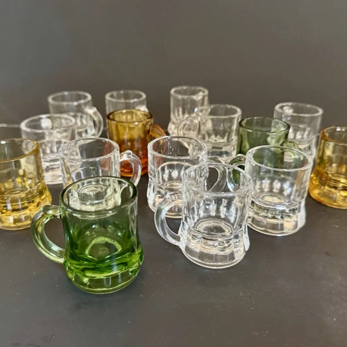 16 Federal Glass Mini Mug Beer Stein Shot Glass Shield 2” Mcm Bar Party Vintage