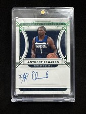 2021-22 Panini National Treasures Green Penmanship Anthony Edwards Oncard Auto/5