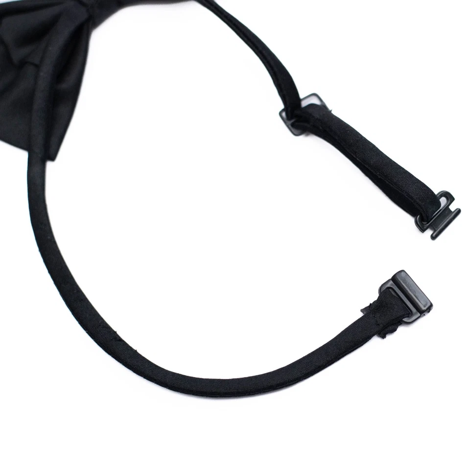 "Pajarita de seda negra de colección para hombre preatada ajustable a esmoquin formal de 18""" Foto 4 de 4