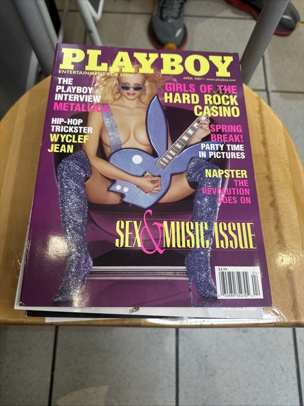 Playboy Magazine April 2001 Girls Of Hard Rick Casino - Metallica - Wyclef Jean